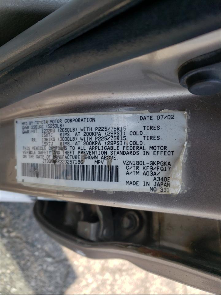 Photo 10 from auction – 2002 TOYOTA 4RUNNER SR with VIN JT3GN86R220257186