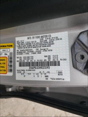 Photo 10 from auction – 2017 FORD FUSION SE with VIN 3FA6P0LU3HR323593