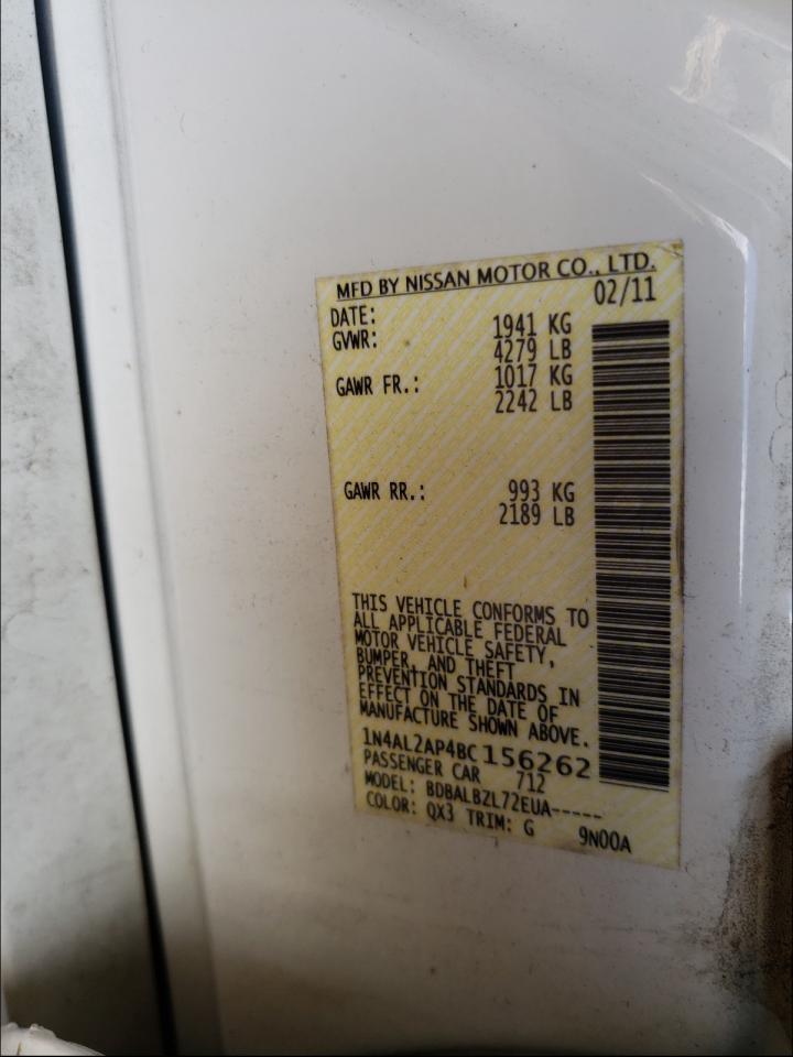 Photo 10 from auction – 2011 NISSAN ALTIMA BAS with VIN 1N4AL2AP4BC156262
