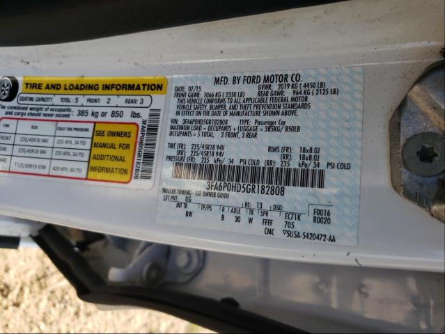 Zdjęcie 10 z aukcji – 2016 FORD FUSION SE z VIN 3FA6P0HD5GR182808