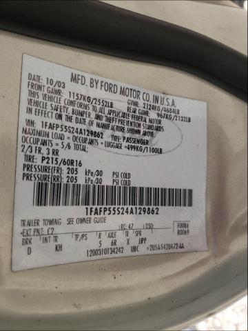 Photo 10 from auction – 2004 FORD TAURUS SES with VIN 1FAFP55S24A129862