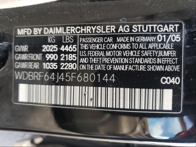 Photo 10 from auction – 2005 MERCEDES-BENZ C 320 with VIN WDBRF64J45F680144