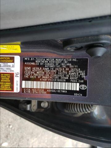 Foto 10 de la subasta – 2012 TOYOTA CAMRY BASE con VIN 4T4BF1FK2CR160028