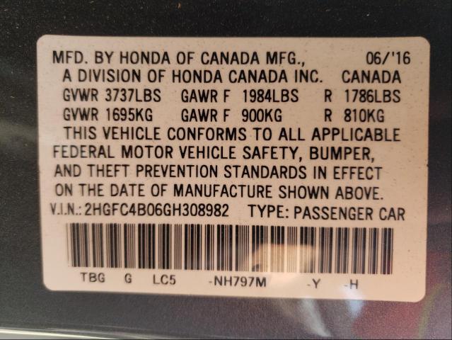 Photo 10 from auction – 2016 HONDA CIVIC LX with VIN 2HGFC4B06GH308982