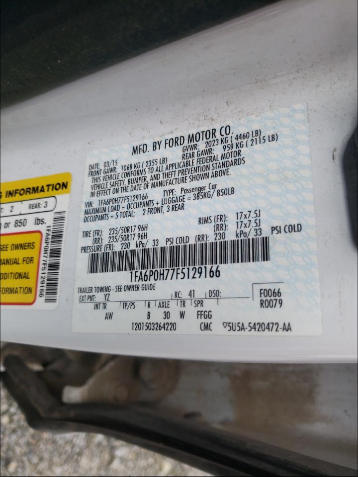 Photo 10 from auction – 2015 FORD FUSION with VIN 1FA6P0H77F5129166