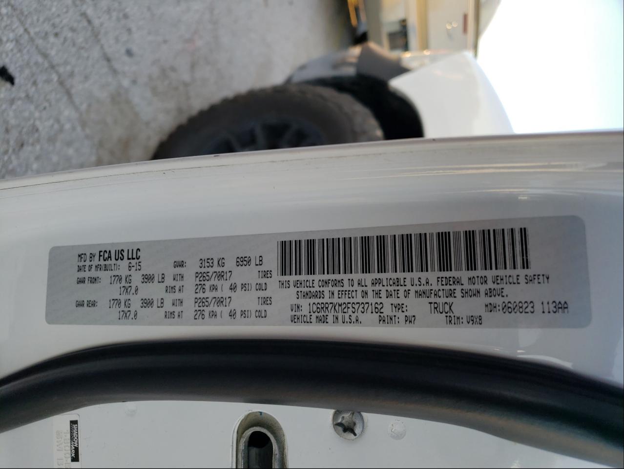 Photo 10 from auction – 2015 RAM 1500 ST with VIN 1C6RR7KM2FS737162