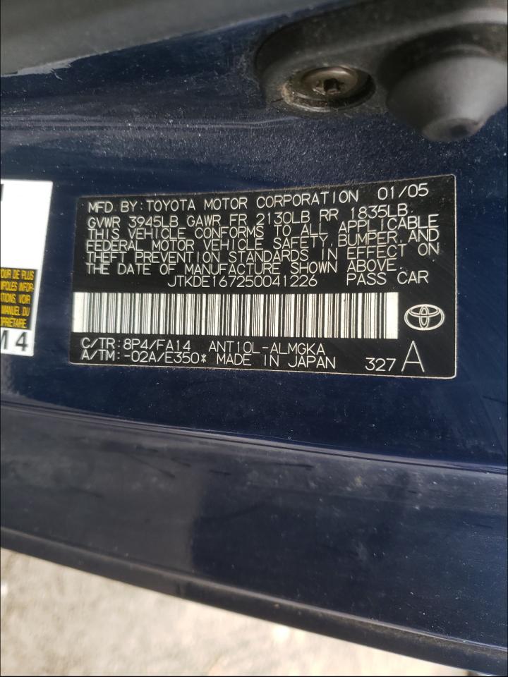 Photo 10 from auction – 2005 TOYOTA SCION TC with VIN JTKDE167250041226