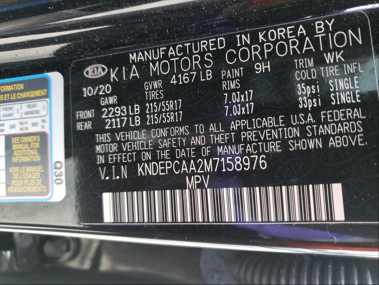Photo 10 from auction – 2021 KIA SELTOS LX with VIN KNDEPCAA2M7158976