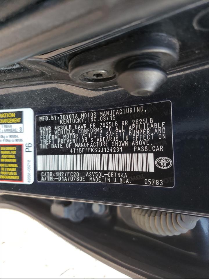 Photo 10 from auction – 2016 TOYOTA CAMRY LE with VIN 4T1BF1FK6GU124231
