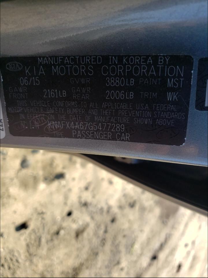 Photo 10 from auction – 2016 KIA FORTE LX with VIN KNAFX4A67G5477289