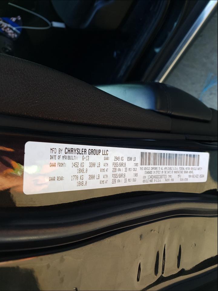 Photo 10 from auction – 2013 DODGE DURANGO SX with VIN 1C4RDHAG6DC687723