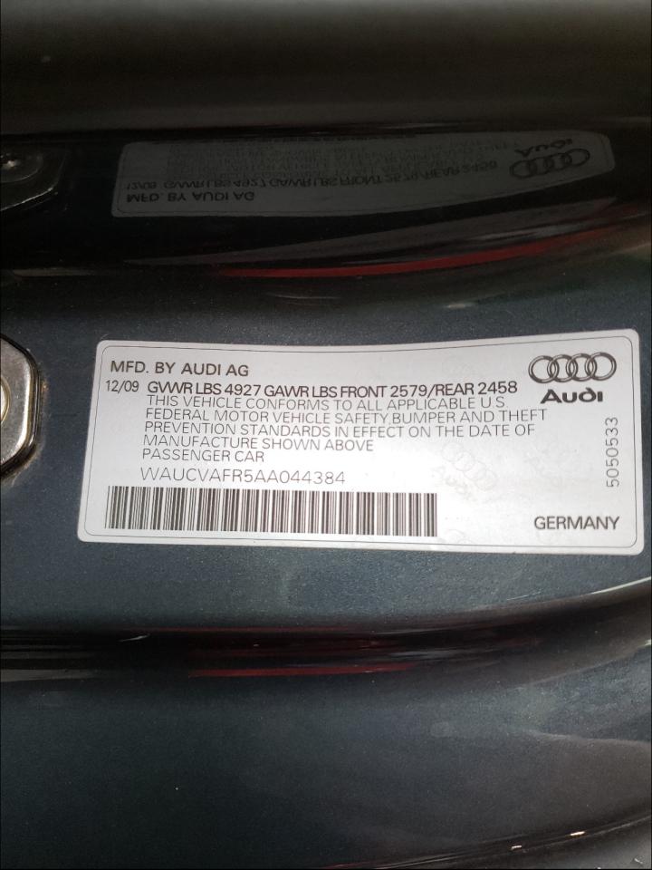 Photo 10 from auction – 2010 AUDI S5 PREMIUM with VIN WAUCVAFR5AA044384