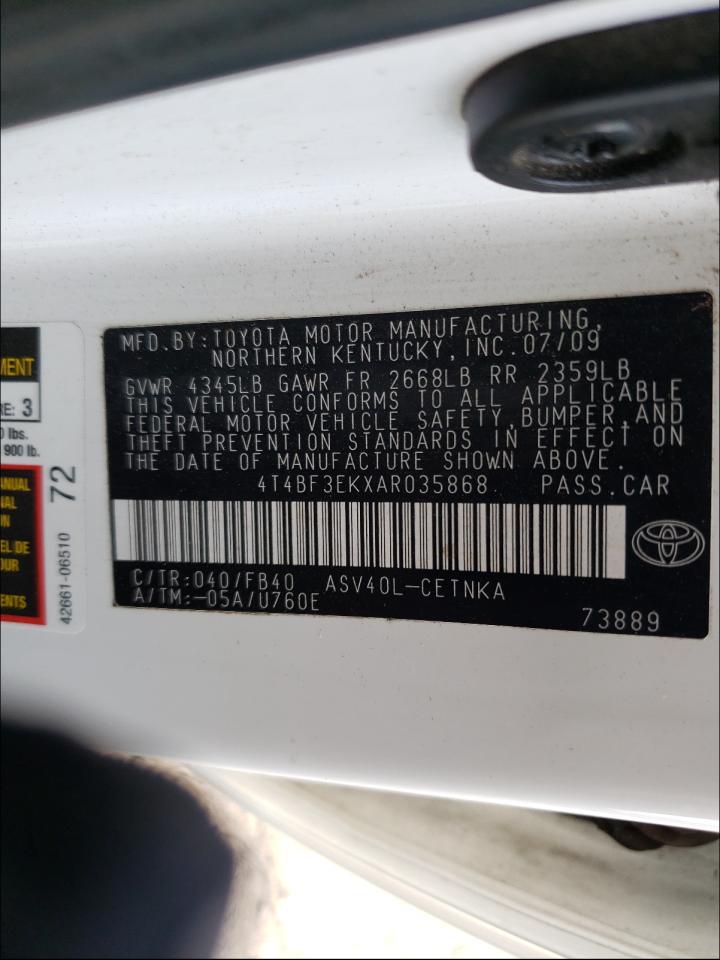 Photo 10 from auction – 2010 TOYOTA CAMRY BASE with VIN 4T4BF3EKXAR035868