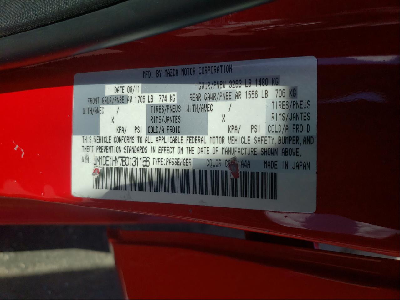 Photo 10 from auction – 2011 MAZDA MAZDA2 with VIN JM1DE1HY7B0131156