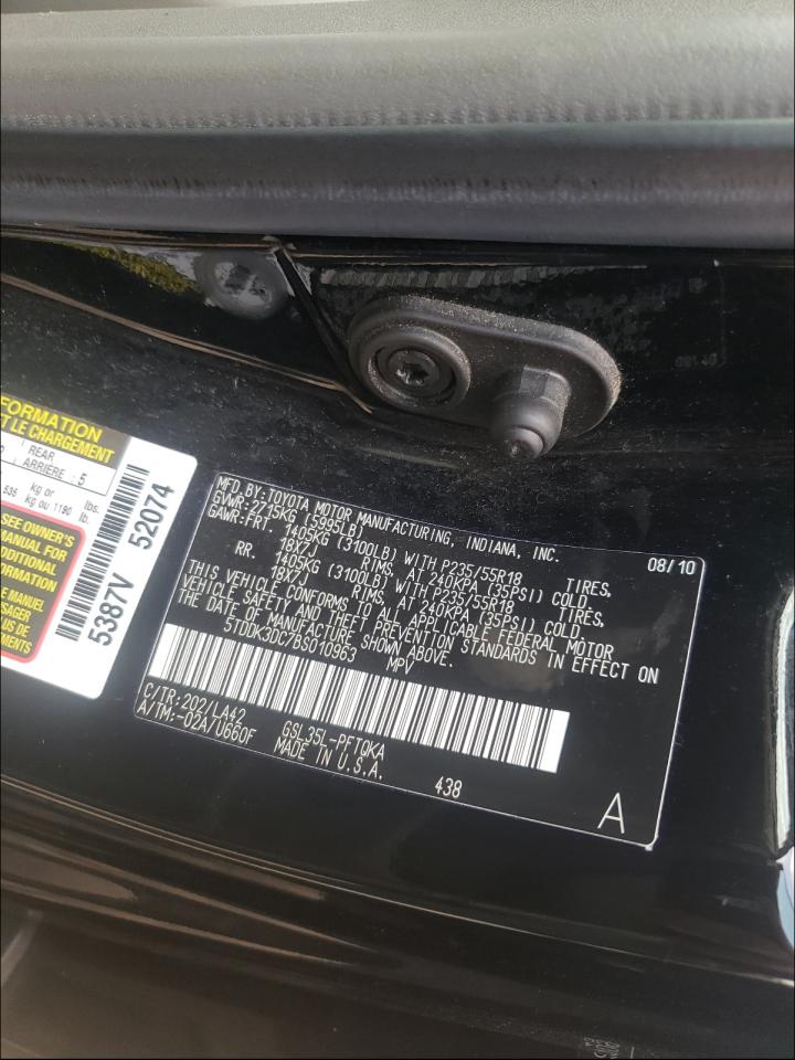 Photo 10 from auction – 2011 TOYOTA SIENNA XLE with VIN 5TDDK3DC7BS010963