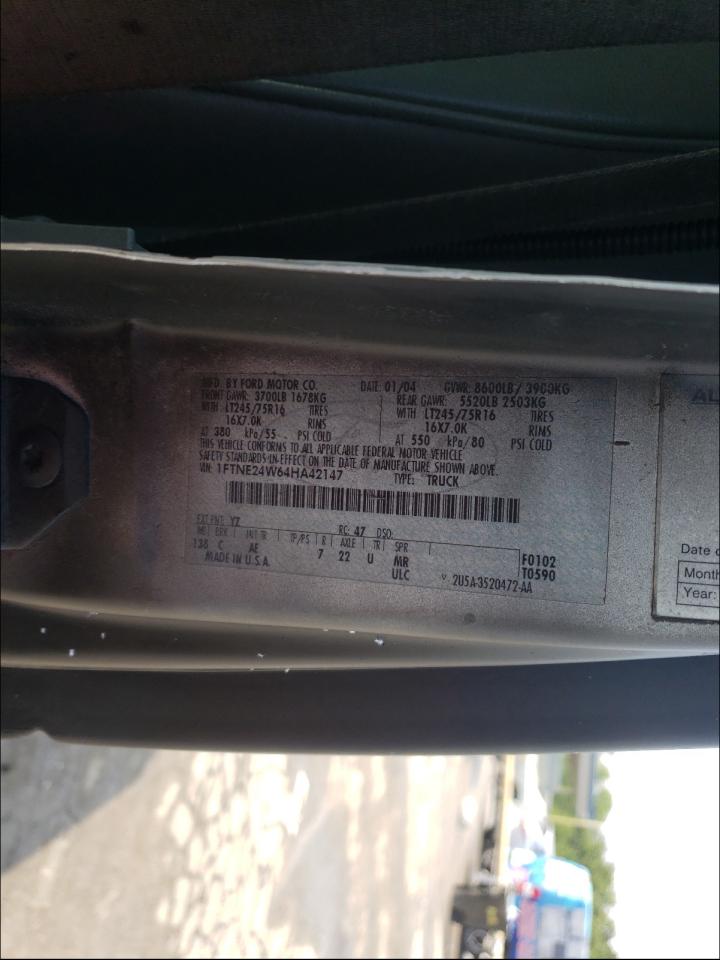 Photo 10 from auction – 2004 FORD ECONOLINE with VIN 1FTNE24W64HA42147