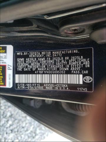 Photo 10 from auction – 2012 TOYOTA CAMRY BASE with VIN 4T1BF1FK0CU095352
