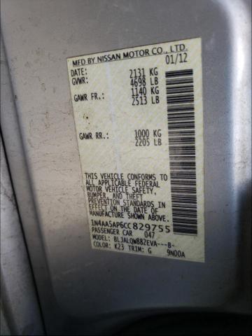 Фото 10 с аукциона – 2012 NISSAN MAXIMA S с VIN 1N4AA5AP6CC829755