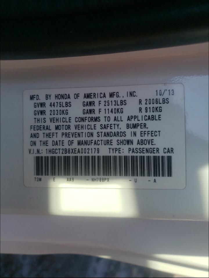 Photo 10 from auction – 2014 HONDA ACCORD EXL with VIN 1HGCT2B8XEA002179