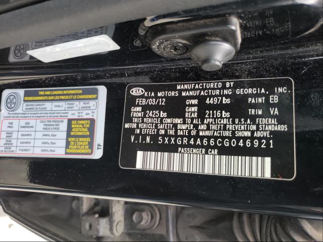 Photo 10 from auction – 2012 KIA OPTIMA SX with VIN 5XXGR4A66CG046921