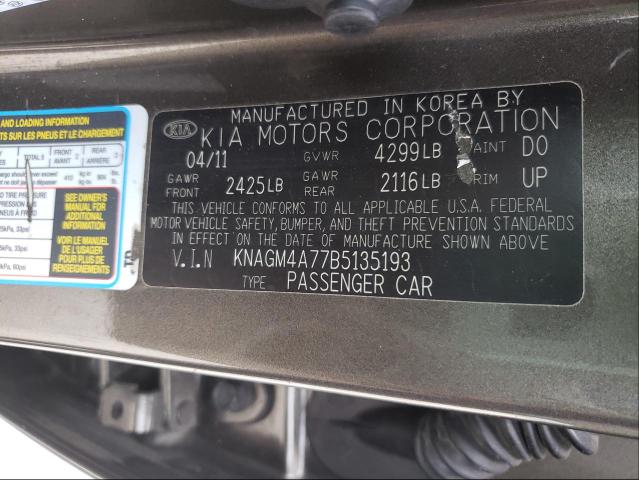 Photo 10 from auction – 2011 KIA OPTIMA LX with VIN KNAGM4A77B5135193