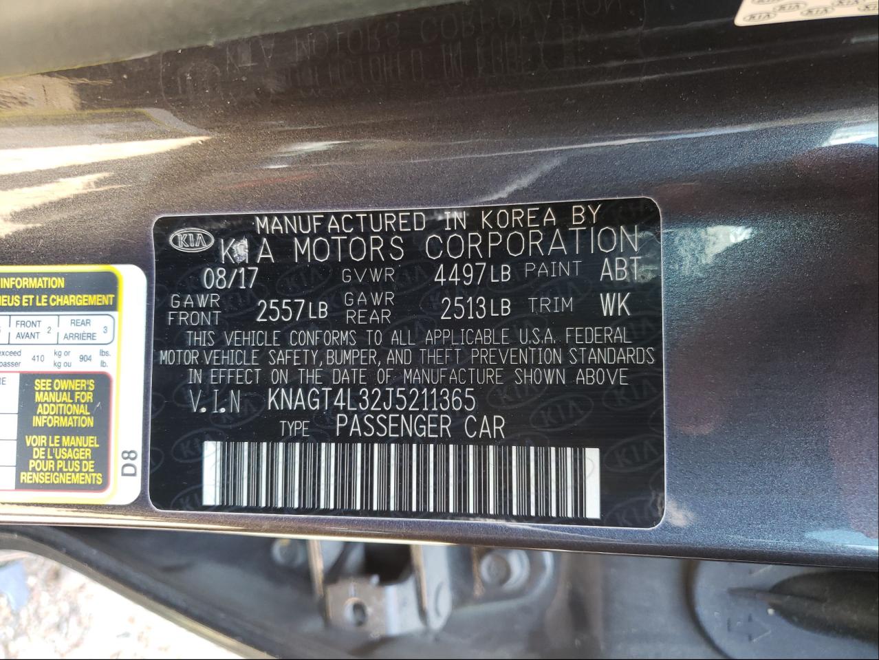 Photo 10 from auction – 2018 KIA OPTIMA LX with VIN KNAGT4L32J5211365