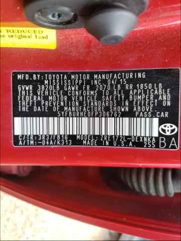 Photo 10 from auction – 2015 TOYOTA COROLLA L with VIN 5YFBURHE0FP306762