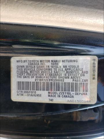 Photo 10 from auction – 2000 TOYOTA COROLLA VE with VIN 2T1BR12E3YC298882