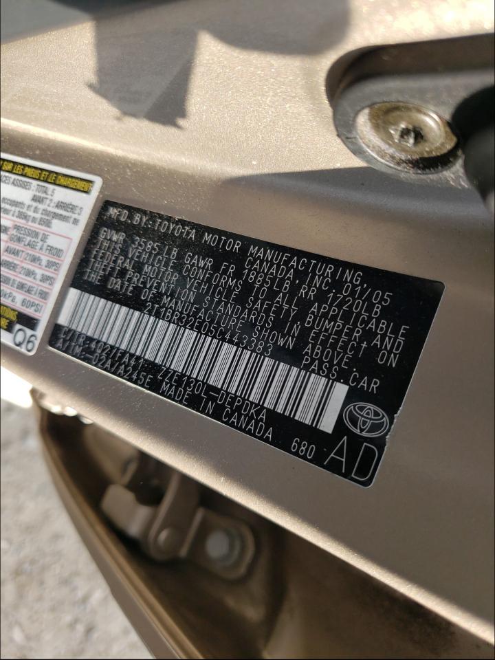 Photo 10 from auction – 2005 TOYOTA COROLLA CE with VIN 2T1BR32E05C443383