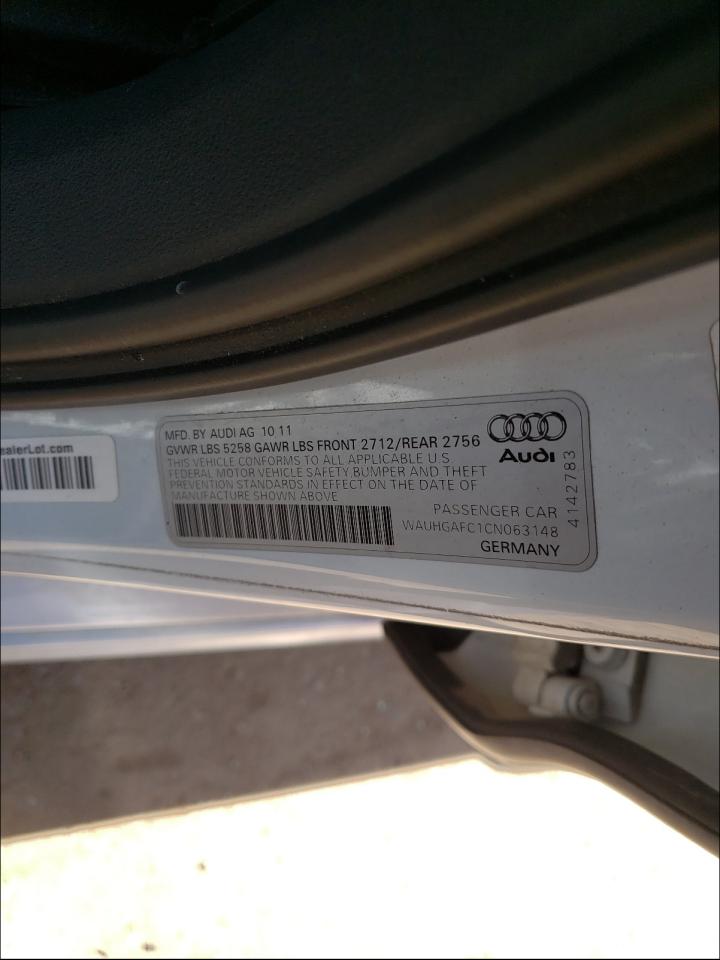 Photo 10 from auction – 2012 AUDI A6 PRESTIG with VIN WAUHGAFC1CN063148