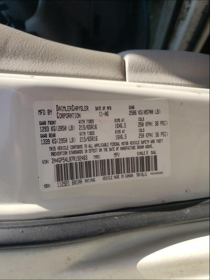 Photo 10 from auction – 2007 CHRYSLER TOWN & COU with VIN 2A4GP54L87R192483