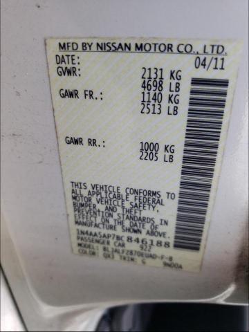 Photo 10 from auction – 2011 NISSAN MAXIMA S with VIN 1N4AA5AP7BC846188