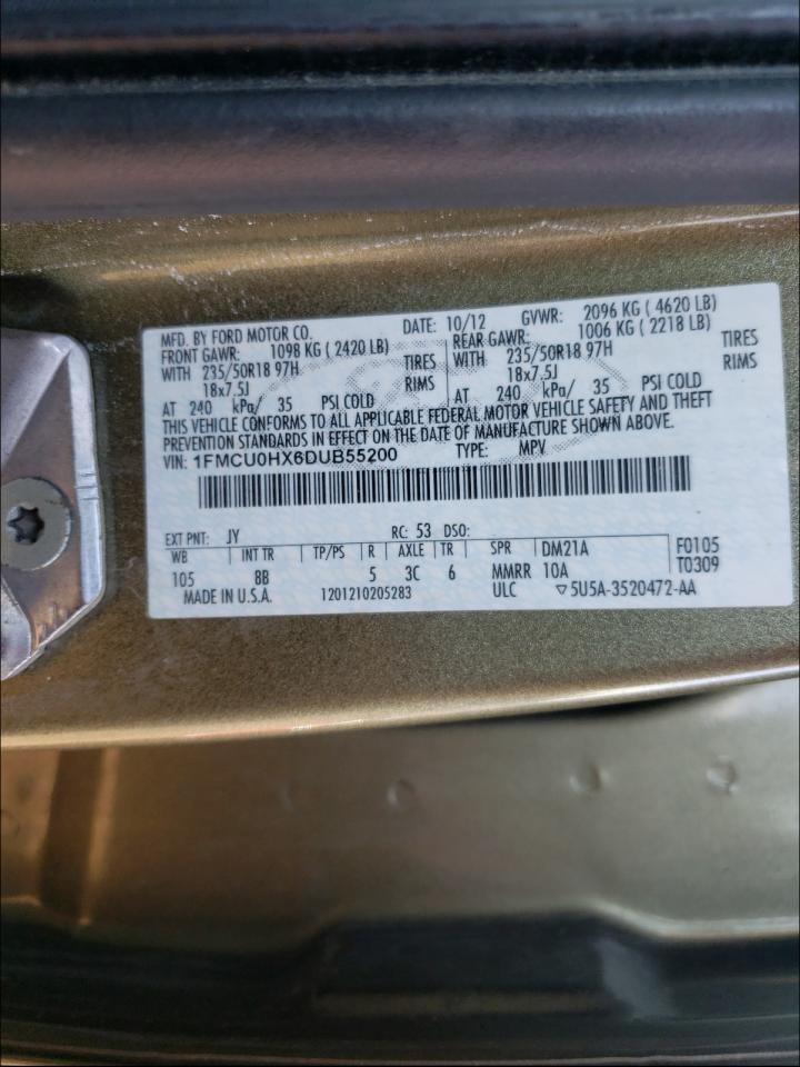 Photo 10 from auction – 2013 FORD ESCAPE SEL with VIN 1FMCU0HX6DUB55200