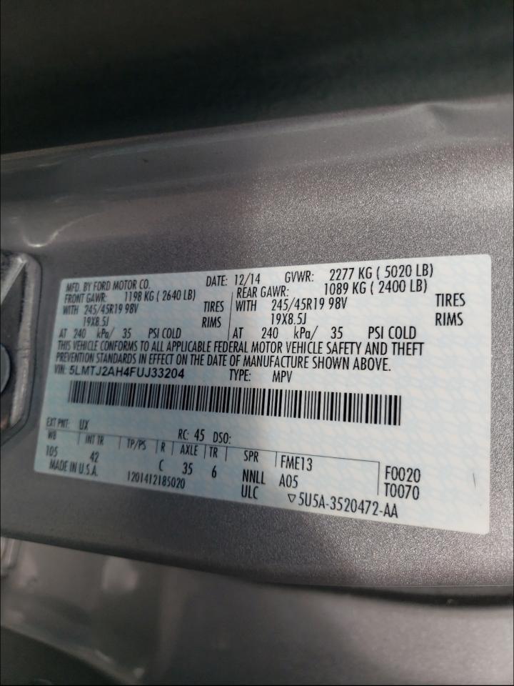 Photo 10 from auction – 2015 LINCOLN MKC with VIN 5LMTJ2AH4FUJ33204