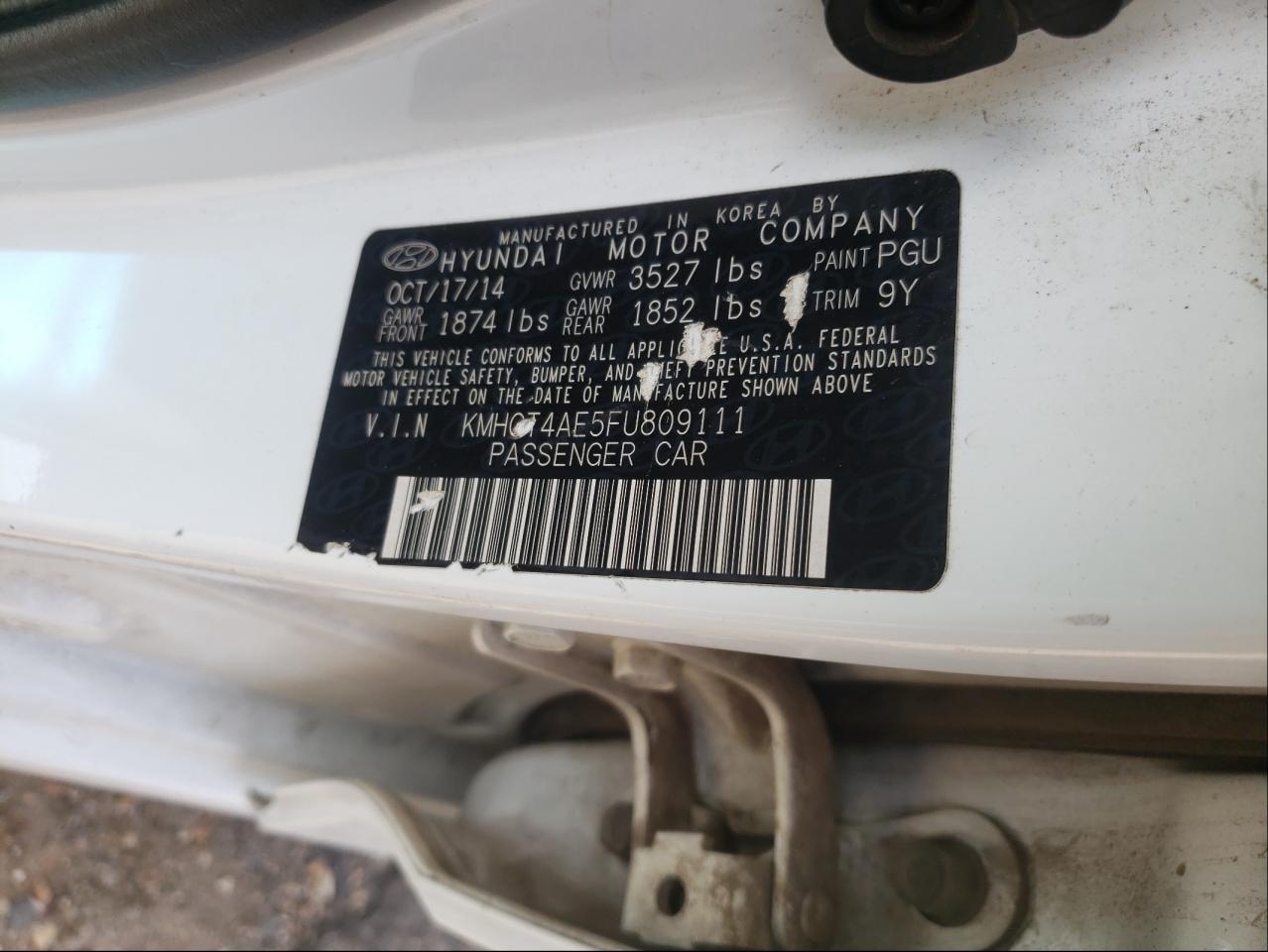 Photo 10 from auction – 2015 HYUNDAI ACCENT GLS with VIN KMHCT4AE5FU809111