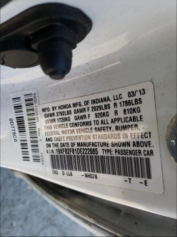 Photo 10 from auction – 2013 HONDA CIVIC EX with VIN 19XFB2F81DE222685