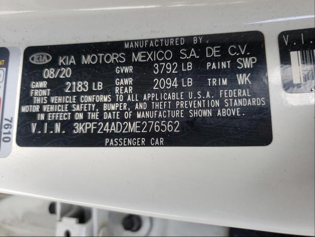 Photo 10 from auction – 2021 KIA FORTE FE with VIN 3KPF24AD2ME276562