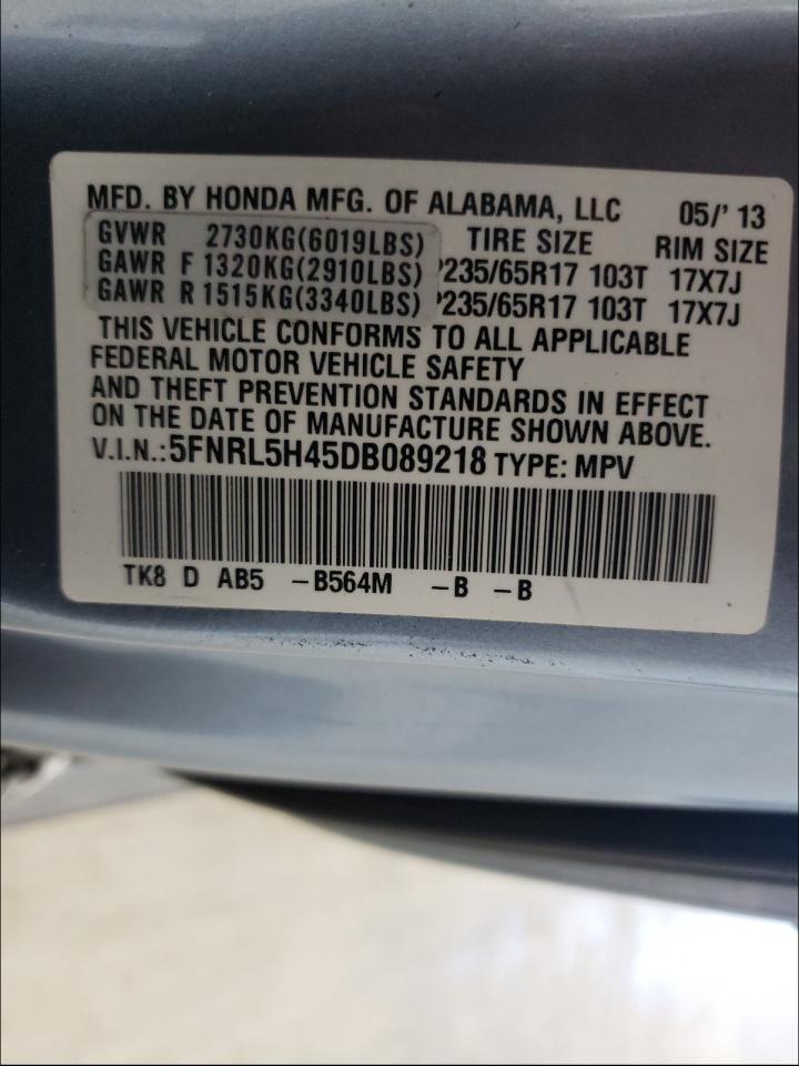Photo 10 from auction – 2013 HONDA ODYSSEY EX with VIN 5FNRL5H45DB089218