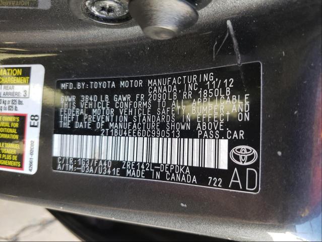 Photo 10 from auction – 2013 TOYOTA COROLLA BA with VIN 2T1BU4EE6DC990513