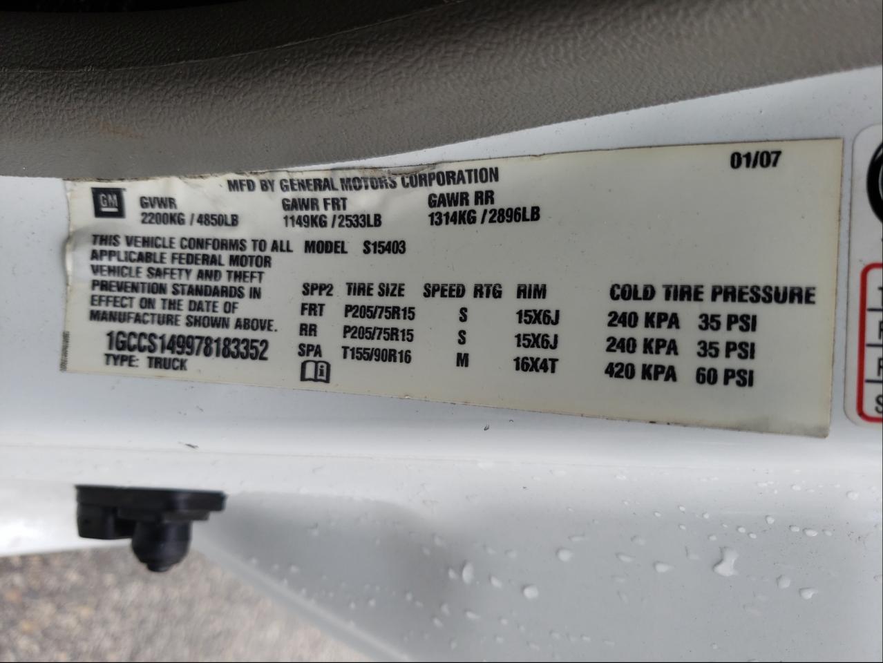 Photo 10 from auction – 2007 CHEVROLET COLORADO with VIN 1GCCS149978183352