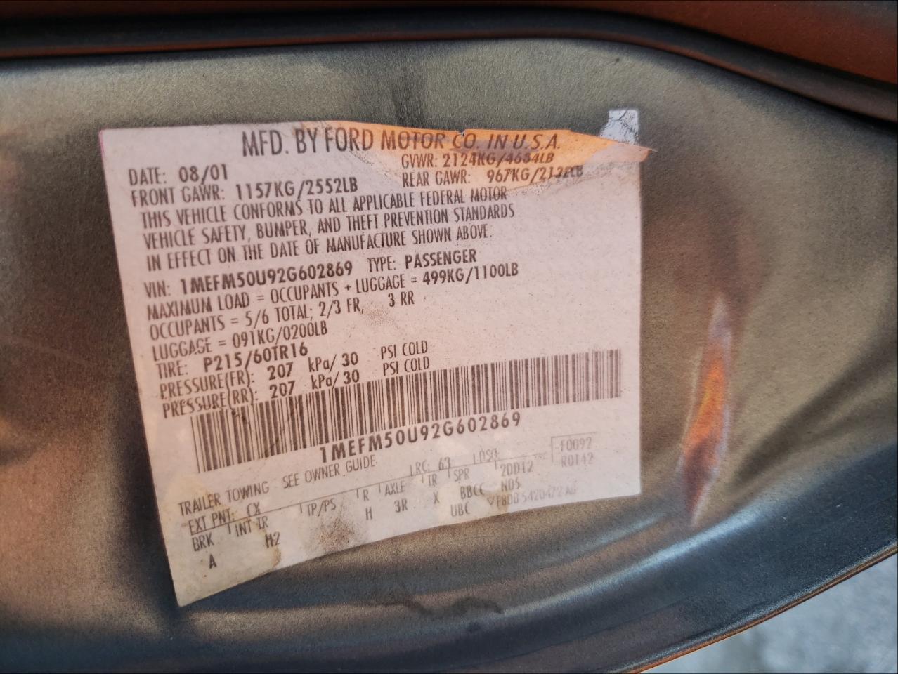 Photo 10 from auction – 2003 FORD TAURUS SE with VIN 1FAFP53UX3G163760