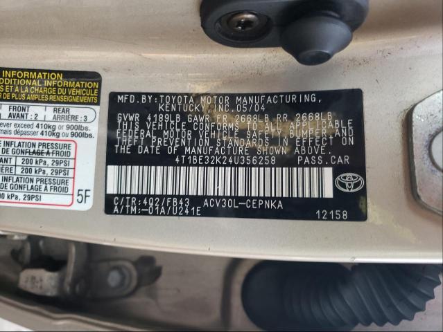 Photo 10 from auction – 2004 TOYOTA CAMRY with VIN 4T1BE32K24U356258