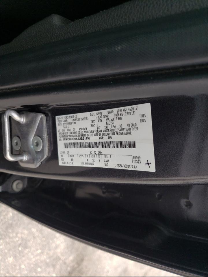 Photo 10 from auction – 2018 FORD ESCAPE SE with VIN 1FMCU0GD5JUB61797