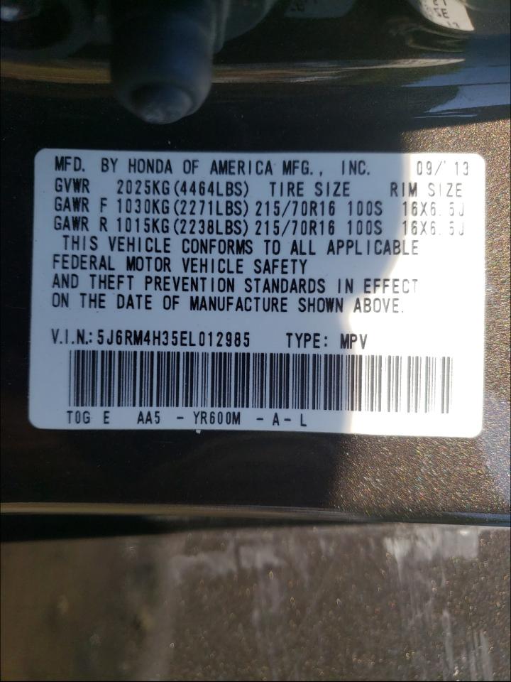Photo 10 from auction – 2014 HONDA CR-V LX with VIN 5J6RM4H35EL012985