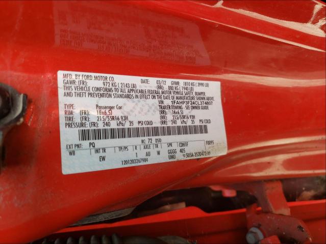 Photo 10 from auction – 2012 FORD FOCUS SE with VIN 1FAHP3F24CL374807