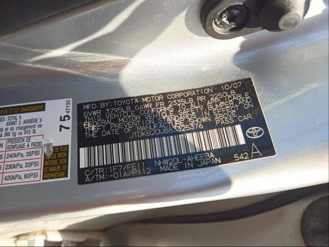 Photo 10 from auction – 2008 TOYOTA PRIUS with VIN JTDKB20U883325376