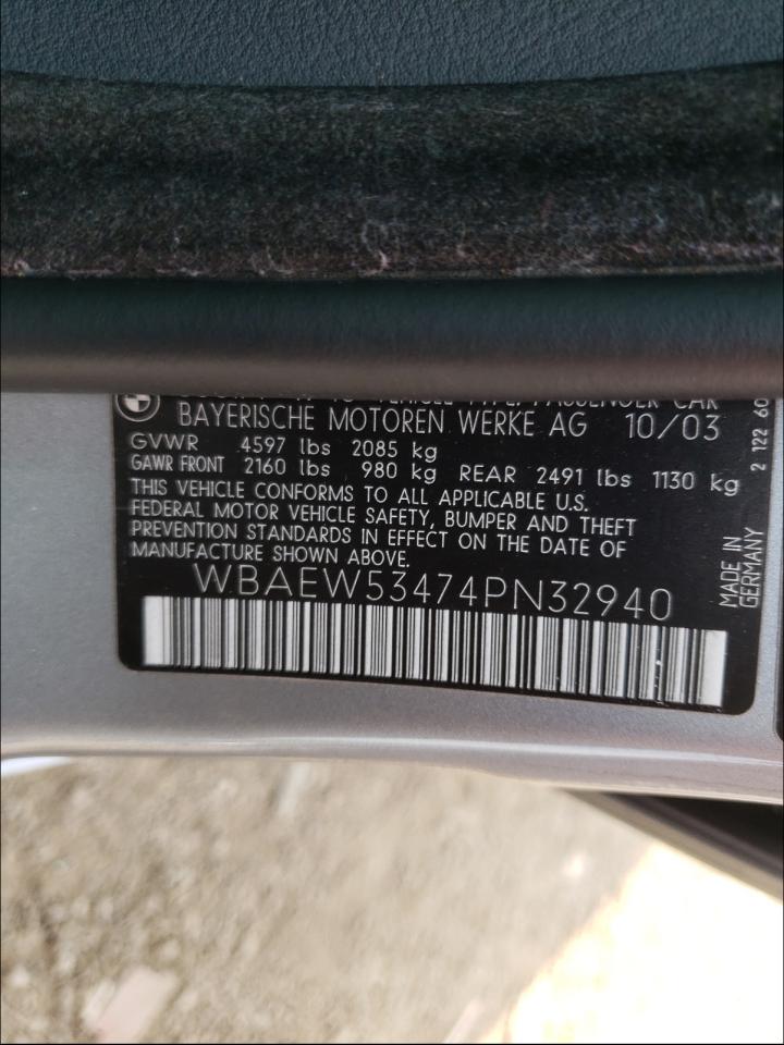 Photo 10 from auction – 2004 BMW 330 XI with VIN WBAEW53474PN32940
