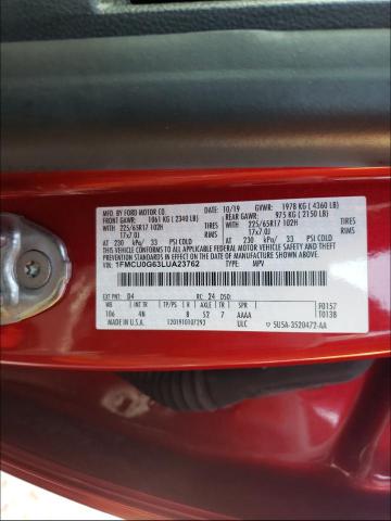 Photo 10 from auction – 2020 FORD ESCAPE SE with VIN 1FMCU0G63LUA23762