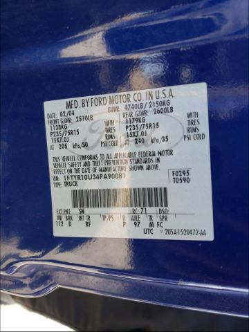 Photo 10 from auction – 2004 FORD RANGER with VIN 1FTYR10U34PA90081