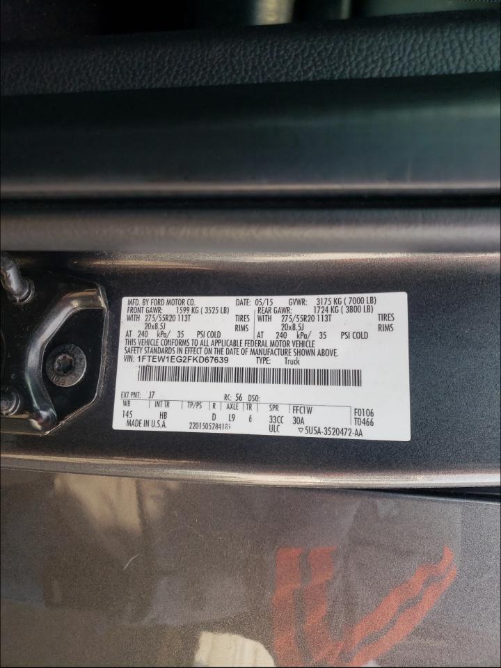 Photo 10 from auction – 2015 FORD F150 SUPER with VIN 1FTEW1EG2FKD67639
